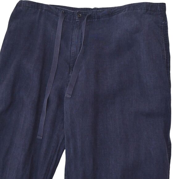 Nautica Explorer Navy 100% Linen Pants XXL  Loose Coastal Resort Minimalist - Picture 1 of 10